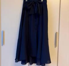 【美品】 WILLSELECTION ネイビーフレアスカート リボン付きのサムネイル