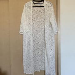 AZUL by moussy レースロングカーディガン ホワイトのサムネイル