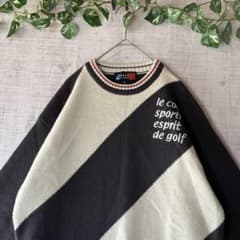 le coq ルコック 斜め切り替えニット セーター 刺繍 ゴルフ ウール混 M le coq ルコック 斜め切り替えニット セーター 刺繍 ゴルフ ウール混 M
