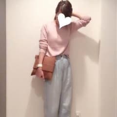 込★秋服★ピンクリブニットのサムネイル