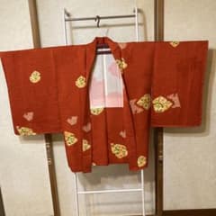 朱色 扇面文様 絞り 羽織のサムネイル