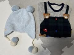 ミキハウス　ロンパースと帽子のセット 70cmのサムネイル