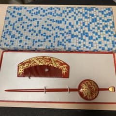 かづら清老舗　櫛　簪　笹　純金本漆蒔絵　銘あり　箱付き　京都 かづら清老舗 櫛 簪 笹 純金本漆蒔絵 銘あり 箱付き 京都 舞妓 芸妓