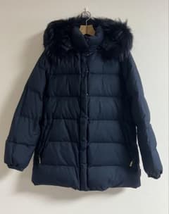 MONCLER バレンティーヌネイビー フード付きダウンジャケット - メルカリ
