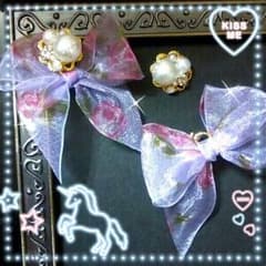バックリボン×キラキラビジューピアス♥　　ダズリン　スナイデル　ミッシュマッシュのサムネイル