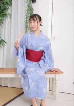 青色花柄着物 赤色帯 斉藤帆夏セクシーDVDのサムネイル