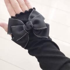 アームカバー　ハンドメイド　ブラックステッチリボンのサムネイル