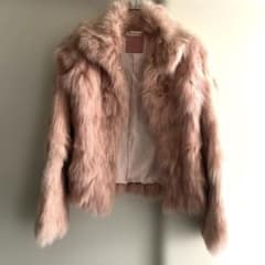 【レア】 Y2K ピンク ファーショートジャケット　本革　フェアリー　グランジ レア】 Y2K ピンク ファーショートジャケット 本革 フェアリー