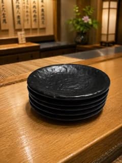 美濃焼 のあーる黒マット 石目14㎝皿 5枚セットのサムネイル