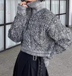 PAGEBOY ハーフジップ ショート丈ニットのサムネイル