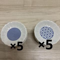 花型和柄小皿10枚　青×白 10cm 日本製 和食器 醤油皿 美濃焼 オシャレのサムネイル
