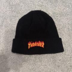 Thrasher ブラックニット帽 炎のロゴ刺繍のサムネイル