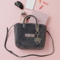 FURFUR 에코 퍼 토트 백 에코 퍼 토트 미니 매력 첨부 그레이