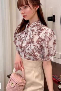 花柄ボウタイパフスリーブブラウス[gc205]のサムネイル