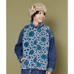 [チャイハネ]タファル メンズ 男女兼用 ボアベスト ターコイズブルー アミナのサムネイル