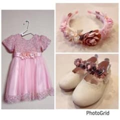 子供　ピアノ　発表会　ドレス　セット　結婚式　靴　カチューシャのサムネイル