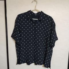 UNIQLO ドット レーヨン ブラウス 半袖シャツ XL ブラックのサムネイル