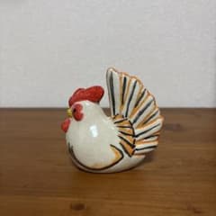 手作り　ニワトリ　益子焼　置物のサムネイル