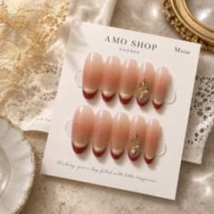 現品限定】赤フレンチ♡ ワンホン ちゅるんマグネット ネイルチップ