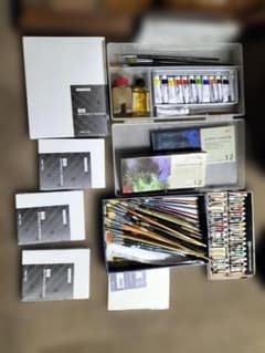 画材セット キャンバス 絵の具 筆 まとめ売り ホルベイン NOUVEL 中古