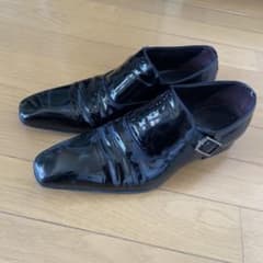 ルイヴィトン ブラックパテントレザー ドレスシューズ バックル付き 9