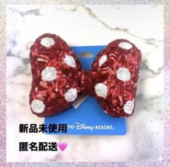 ディズニー　ミニー　リボン　スパンコール　ヘアゴム　赤のサムネイル