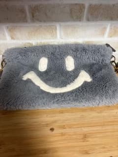 Smile Fur Shoulder Bag, Gray