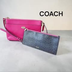 【美品】COACH コーチ ショルダーバッグ ポーチ付き シグネチャー ピンクのサムネイル