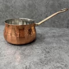 Copper milk pan, hammered finish, one-handed pot