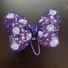 Disney スパンコール リボン ヘアゴム パープルのサムネイル