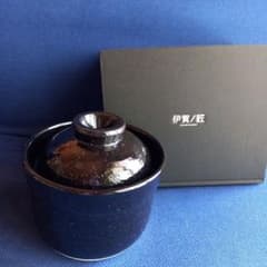 レンジで土鍋ごはん　伊賀焼 陶器 丸型 黒 付属箱付きのサムネイル