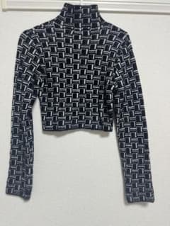 ZARA モノトーン チェック柄 ハイネック ニットのサムネイル