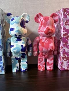 ベアブリック BAPE ABC CAMO BLUE/PINK ※400% - メルカリ