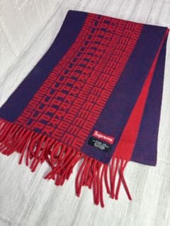 限定特価】【極美品】supreme シュプリームマフラー ネイビー × レッド