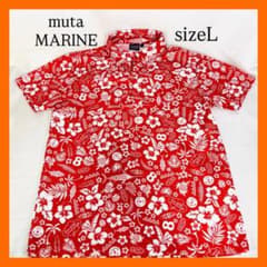 極美品】muta MARINE ムータマリン アロハ 総柄 ポロシャツ L 赤