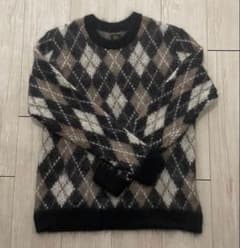 極美品 バトナー 6 B＆Y別注 モヘヤ アーガイルクルーネックニット M