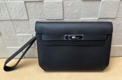 【極美品】エルメス ケリーデペッシュ 25 ノワールヴォーエプソン シルバーのサムネイル