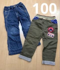 エフオーキッズ　デニム　長ズボン　パンツ　2点セット　100cmのサムネイル