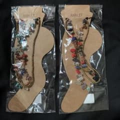 天然石風 アンクレット 2個セットのサムネイル