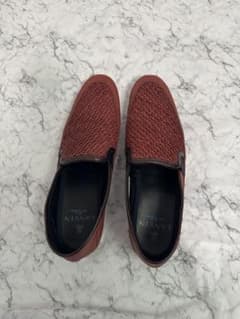 【LANVIN en Bleu】25.5cmメンズ スリッポン レザー レッドのサムネイル