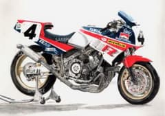 カワサキ 750RS Z2 ゼッツー 水彩画 バイク イラスト インテリア