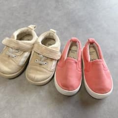 ベビーシューズ 2足セット 13cm 上履き 外履き ピンク ベージュ