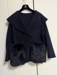 u-big石井毛皮ウールダブルフェイスショールカラー FOXポケットコート