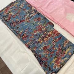 パールトン済　正絹　紅型小紋 着物 鳳凰 菊 青色系　長襦袢付きのサムネイル