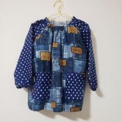 デニムパッチワーク風☆スモック120cmのサムネイル