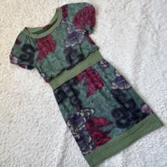 美品【パワーネット】ヴィヴィアンタム 膝丈ワンピース シルク混 花柄