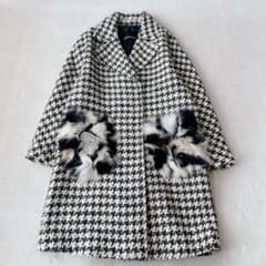美品✨エルマンノシェルビーノ アルパカ ファー ツイードコート 大きいサイズ42 美品✨エルマンノシェルビーノ アルパカ ファー ツイードコート 大きい