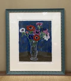 神下雄吉 青い背景のアネモネ 《版画》 66/150 - メルカリ