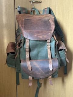 【ハンドメイド】ブッシュクラフト レザーキャンバスバックパック 45Lのサムネイル