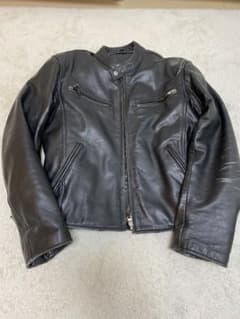 ライダースジャケット バッファローレザージャケット　パット入り　黒　ツーリングのサムネイル